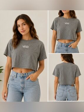 Vans Embroidered Crop Top Tee Gray Women’s M/L Streetwear